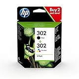 HP 302 X4D37AE, Negro y Tricolor, Pack de 2, Cartuchos de Tinta Originales,...